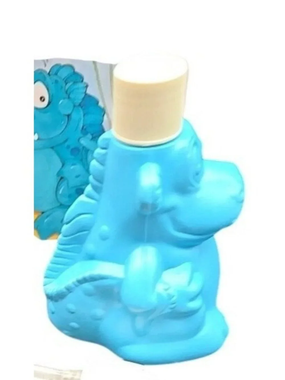 Sudsy Sinclair Blue Dinosaur Kids Liquid Soap Dispenser Set Avon Vintage 1980